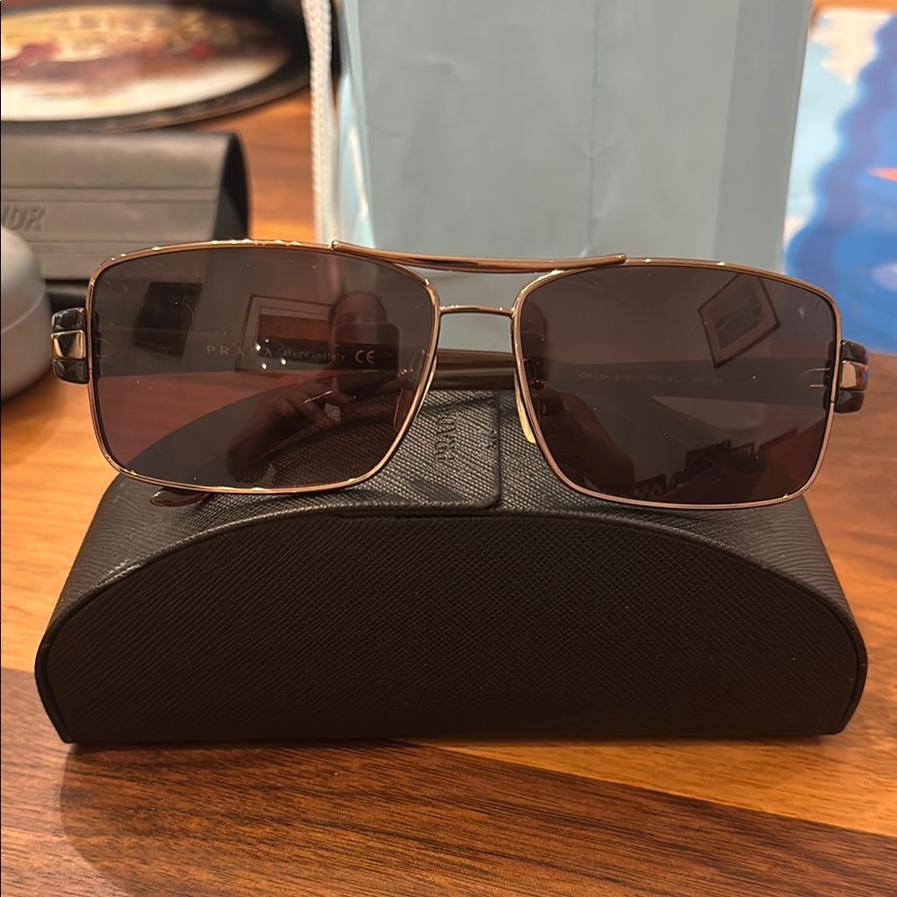 Prada Gold and Black Sunglasses